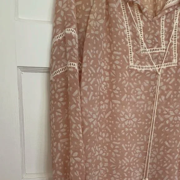 Two by Vince Camuto sheer gauzy pink boho preppy tunic top long sleeve, size XS - Picture 6 of 12